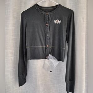 Forest Green Purusha People Aura Cropped Cardigan - Medium